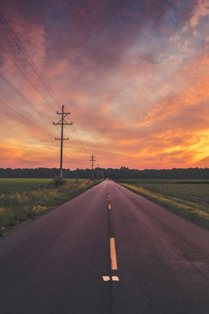 Narrow Road during Sunset